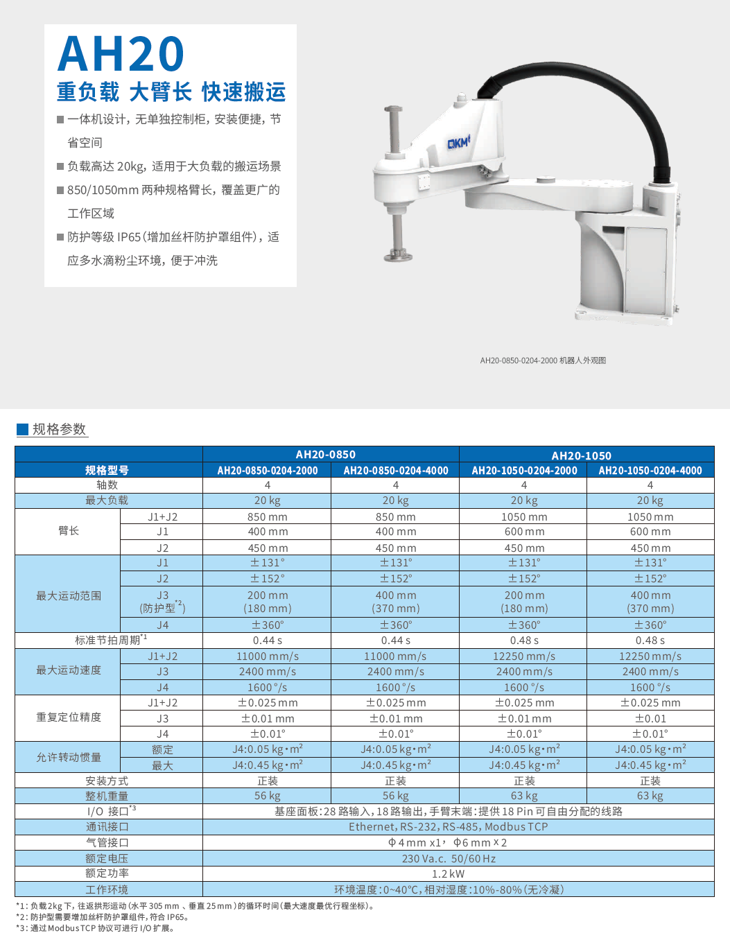 李群SCARA機器人AH20產(chǎn)品樣冊