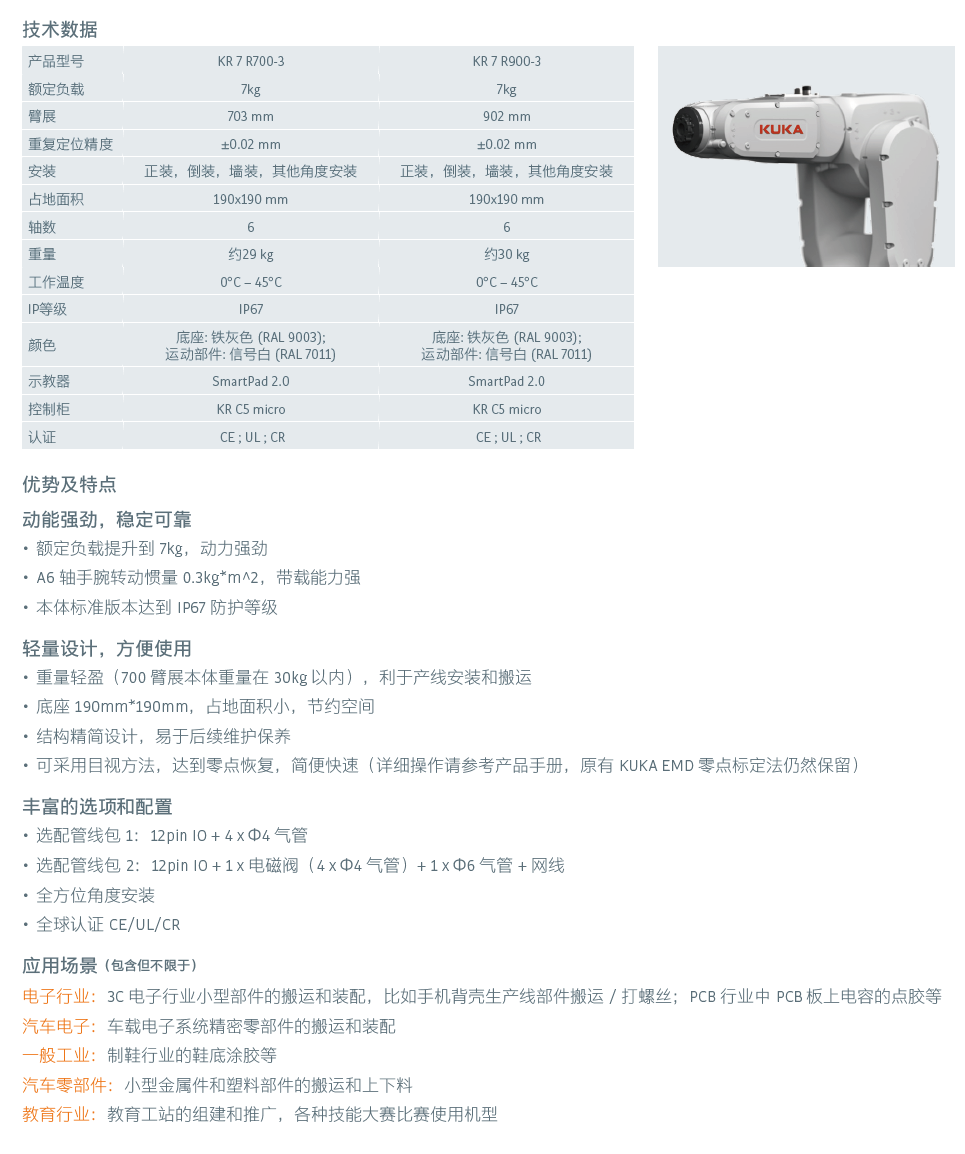 庫卡機器人KR7_KR AGILUS-3_CN_產(chǎn)品樣冊-2024